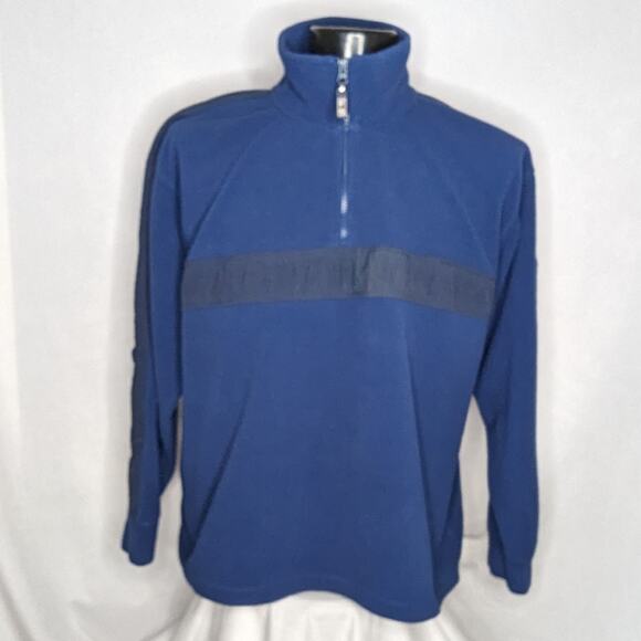 Faded Glory 1/4 Zip Fleece Pullover Sweater Men's Large Blue Casual Pre-Owned - Picture 1 of 5